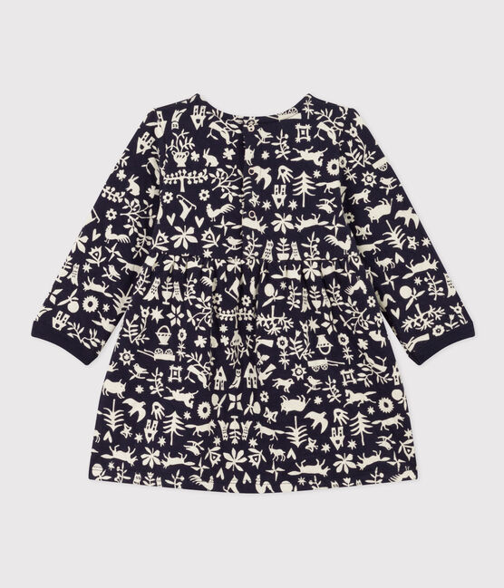 Bedrucktes langärmeliges Babykleid aus gestepptem Doppeljersey blau SMOKING/ AVALANCHE