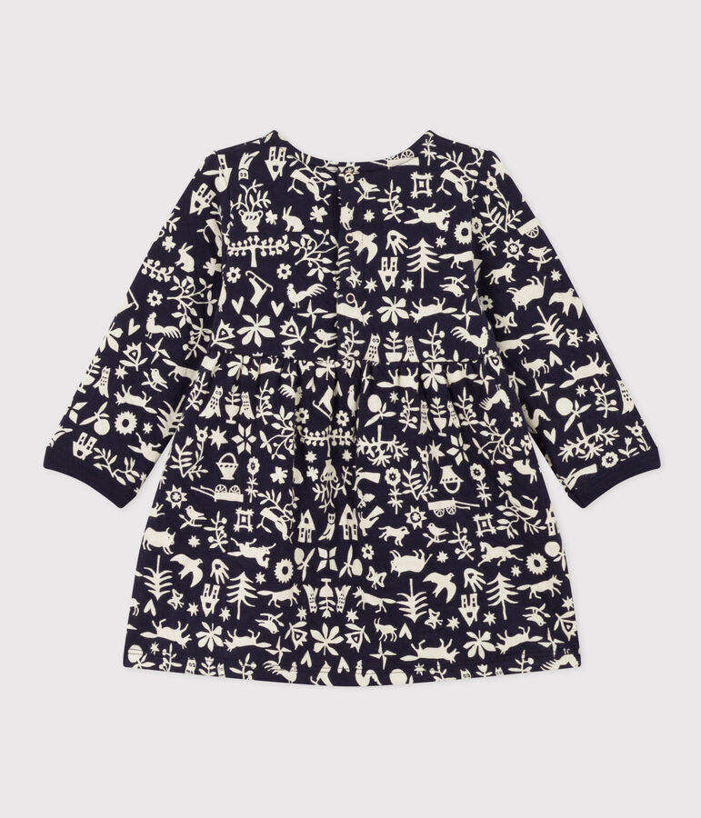 Bedrucktes lang&auml;rmeliges Babykleid aus gestepptem Doppeljersey blau SMOKING/ AVALANCHE