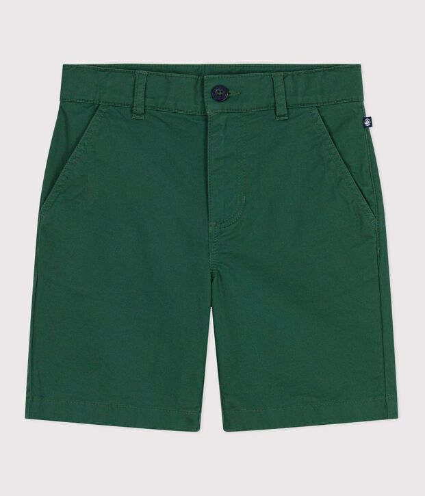 Kinder-Bermudashorts aus einfarbigem Serge gr&uuml;n