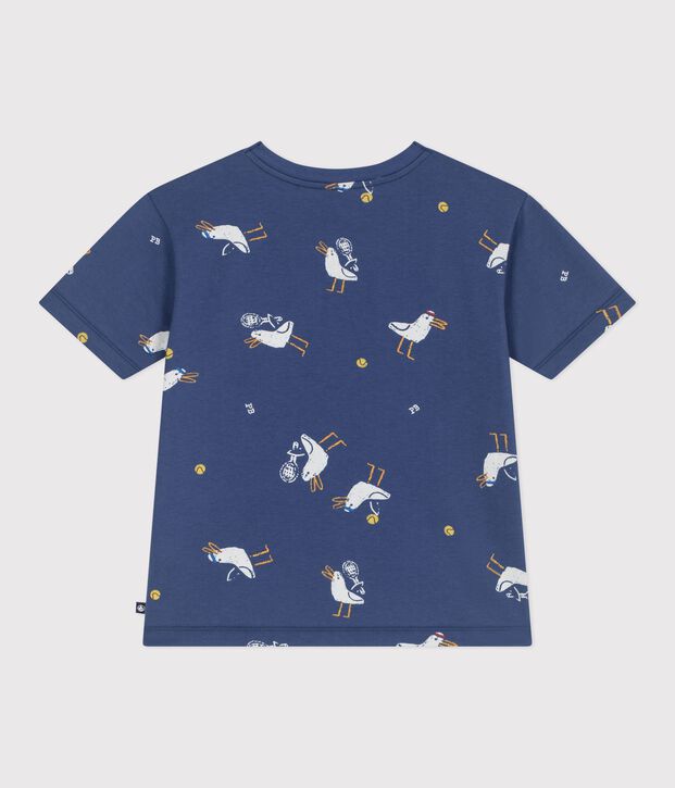 Kurz&auml;rmeliges Kinder-T-Shirt aus Baumwolle mit M&ouml;wenmotiv blau/vielfarbig