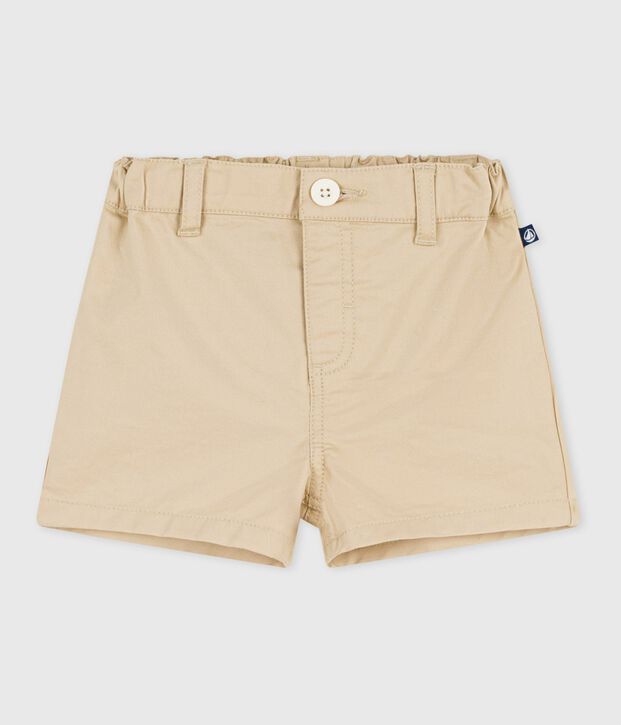 Baby-Shorts aus einfarbiger Baumwolle beige