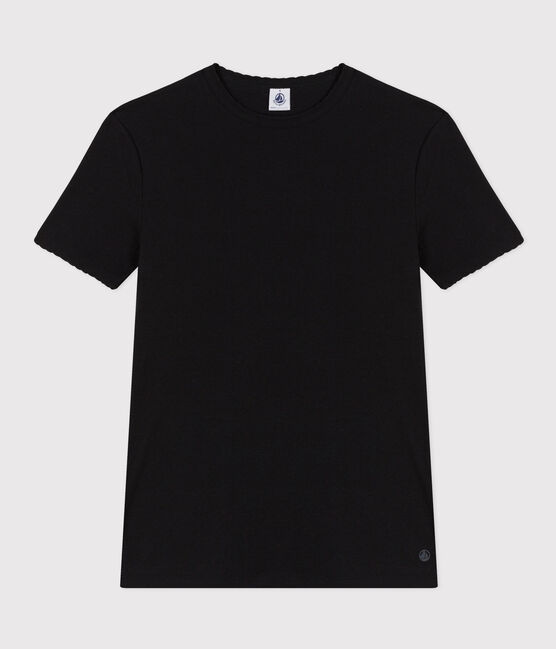 Damen-T-Shirt L’ICONIQUE aus Baumwolle mit Mäusezähnchen schwarz BLACK