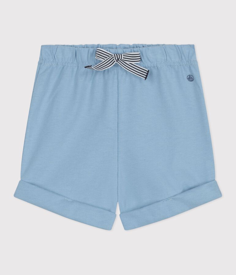 Baby-Shorts aus einfarbiger Baumwolle blau FLO