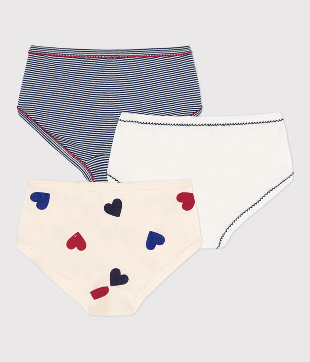 3er-Set Slips aus Baumwolle mit Herzmuster f&uuml;r M&auml;dchen vielfarbig