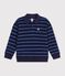 Kinder-Sweatshirt mit Polokragen aus Baumwolle mit Streifen blau/gr&uuml;n/blau