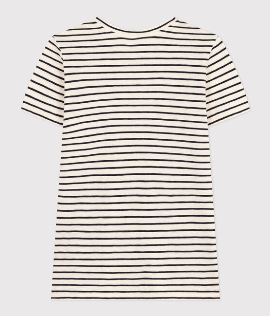 Damen-T-Shirt Le Droit aus Baumwolle, mit Rundhalsausschnitt und Streifen weiss AVALANCHE/blau SMOKING