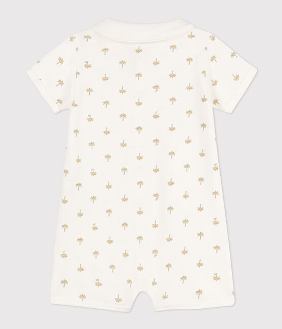 Baby-Kurzoverall aus Baumwolle mit Palmenmotiv weiss MARSHMALLOW/weiss MULTICO