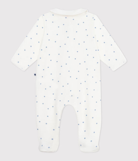 Strampler aus Baumwolle mit Sternenkragen weiss MARSHMALLOW/blau ALASKA