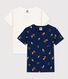 2er-Set kurzärmelige Baumwoll-T-Shirts mit Pilzmotiv