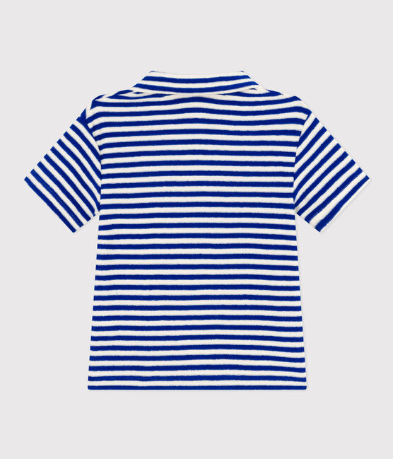 Kurzärmeliges Poloshirt aus Bouclé-Frottee Kinder/Jungen blau SURF/ AVALANCHE