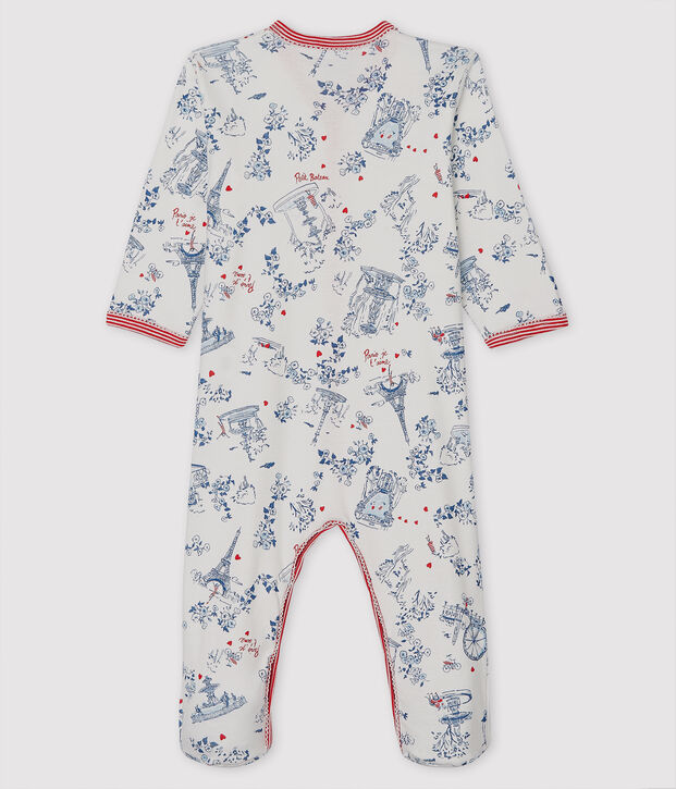 Baby-Strampler aus Rippstrick weiss/vielfarbig