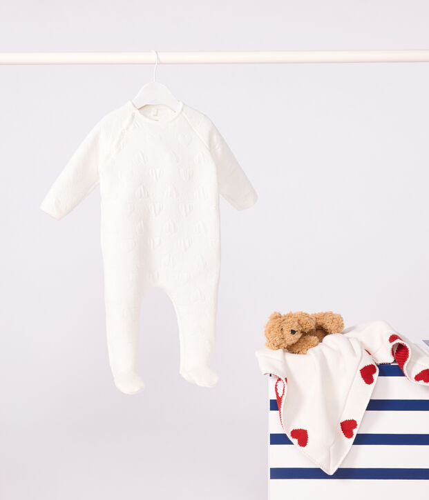 Baby-Schlafanzug mit Herz-Print weiss