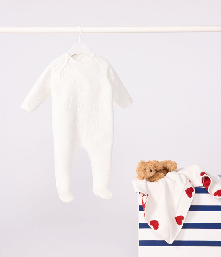 Baby-Schlafanzug mit Herz-Print weiss