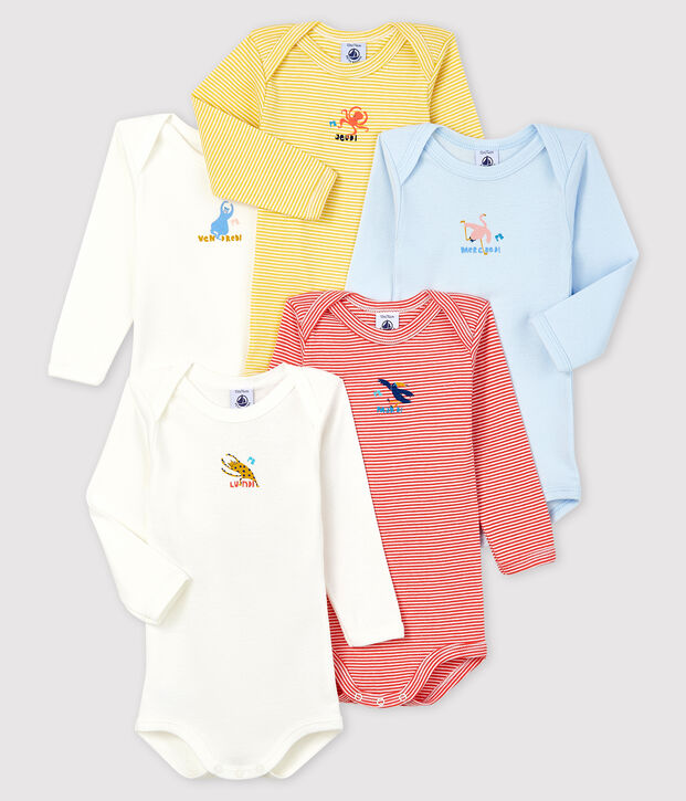 5er-Set lang&auml;rmlige Baby-Bodys f&uuml;r Jungen vielfarbig