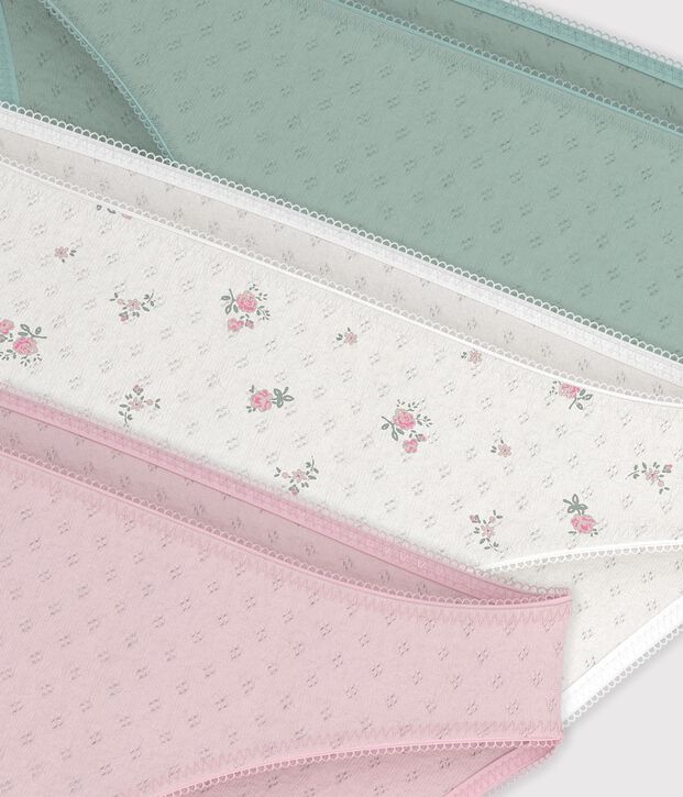 Set Damen Slips aus Baumwolle mit Lochstickerei vielfarbig