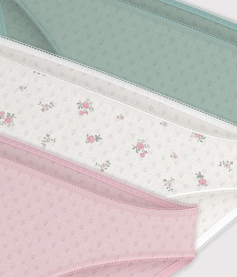 Set Damen Slips aus Baumwolle mit Lochstickerei vielfarbig