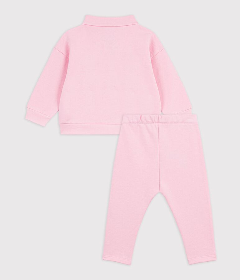 Baby-Set Sweatshirt und Hose aus einfarbiger Baumwolle rosa