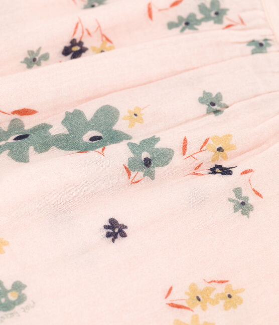 Langärmelige gemusterte Kinderbluse aus Musselin-Stoff für Mädchen rosa SALINE/weiss MULTICO