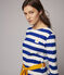 Langärmeliges, gestreiftes Damen-Kleid blau SURF/weiss MARSHMALLOW