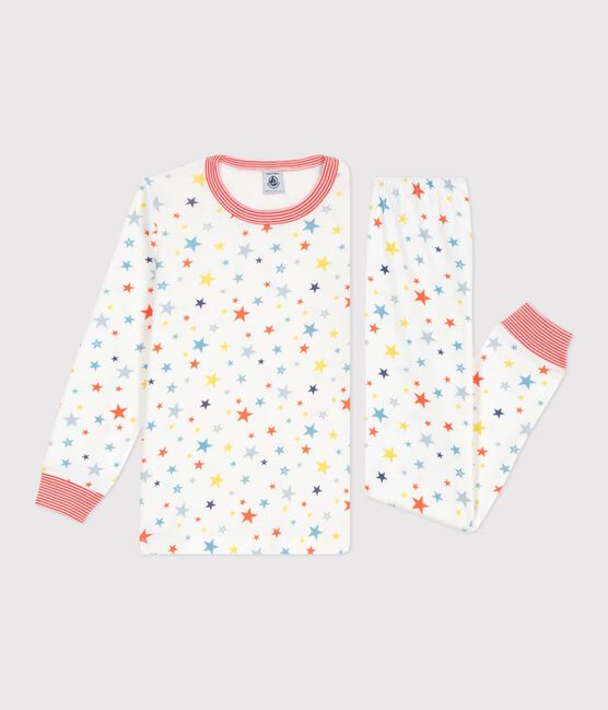 Kinder-Pyjama aus Baumwolle mit Sternen-Motiv weiss MARSHMALLOW/weiss MULTICO