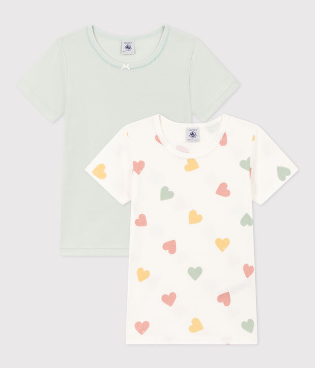 3er-Set kurz&auml;rmelige T-Shirts aus Baumwolle mit Herzmotiv f&uuml;r M&auml;dchen vielfarbig