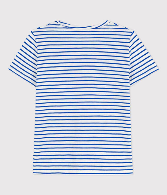 T-Shirt LE DROIT aus Baumwolle mit Rundhalsausschnitt weiss MARSHMALLOW/blau PERSE