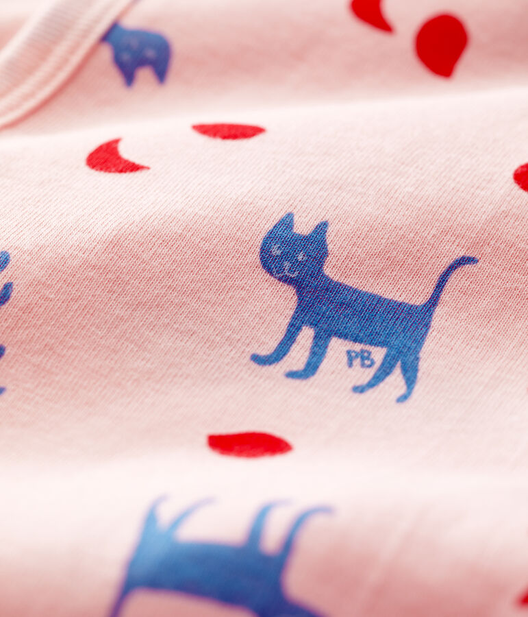 H&uuml;bsch gemusterte Baby-Strampler ohne F&uuml;&szlig;e aus Baumwolle rosa MINOIS/weiss MULTICO