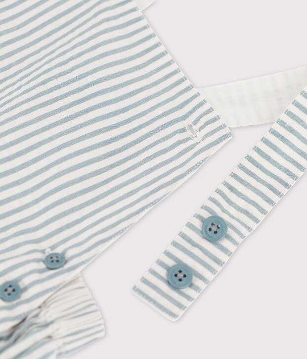 Kurze Baby-Latzhose aus Seersucker gr&uuml;n/weiss