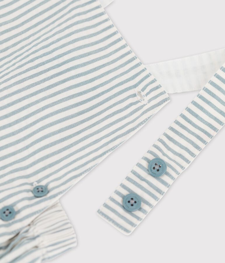 Kurze Baby-Latzhose aus Seersucker blau BRUT/weiss MARSHMALLOW