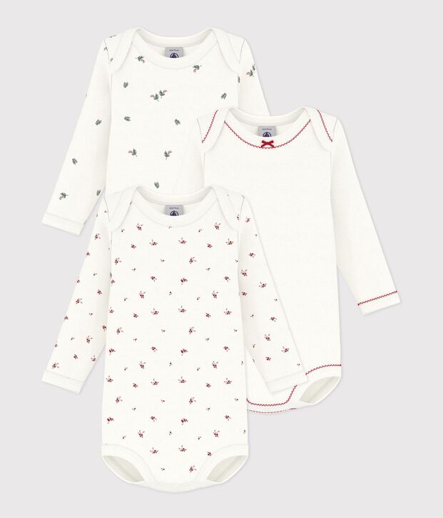 Set lang&auml;rmeliger Baby-Bodys aus gemusterter Baumwolle vielfarbig