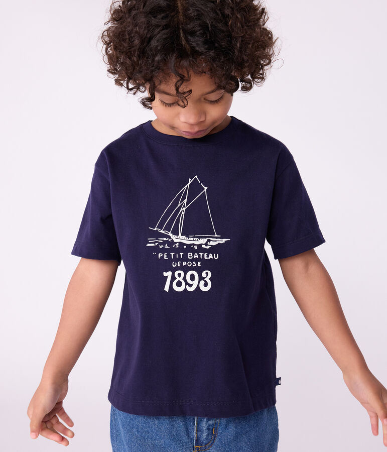 Kurz&auml;rmeliges Kinder-T-Shirt mit Muster blau SOIR