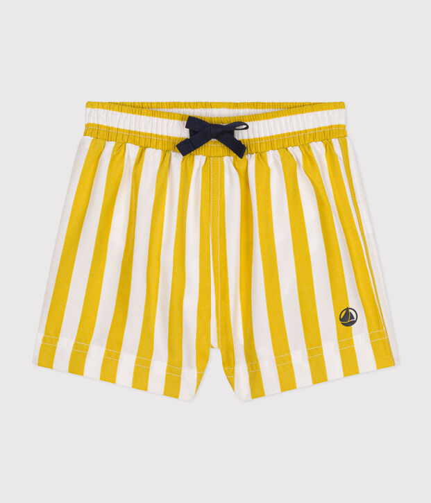 Baby-Badeshorts weiss/gelb