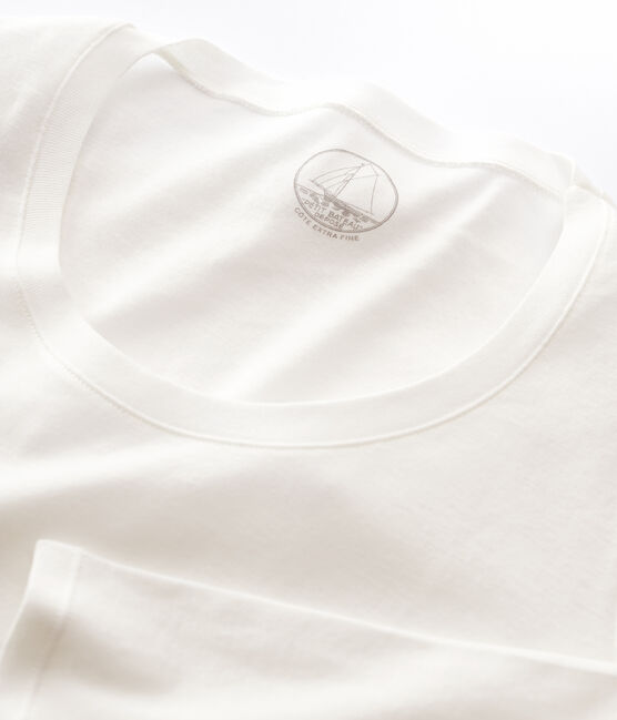 Damen-T-Shirt, leichter Rippstrick weiss MARSHMALLOW