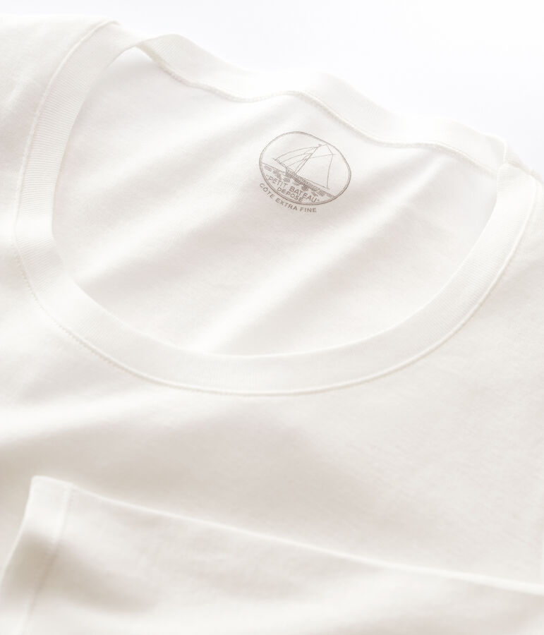 Damen-T-Shirt, leichter Rippstrick weiss