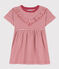 Gestreiftes Kinderkleid aus Flammgarn für Mädchen rosa PAPI/beige AVALANCHE