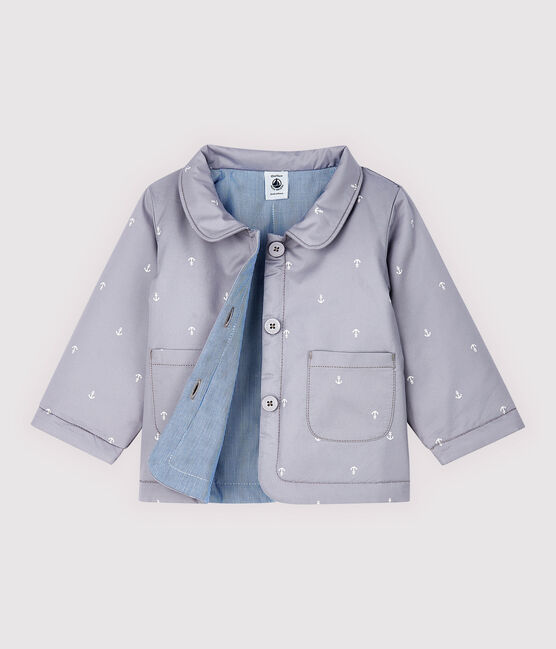 Baby-Festtagsjacke aus Sergestoff für Jungen grau CONCRETE/weiss MARSHMALLOW