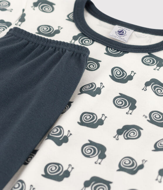 Kurzärmeliger Kinderpyjama aus Baumwolle mit Schneckenmotiv für Jungen DUCKY/ MARSHMALLOW
