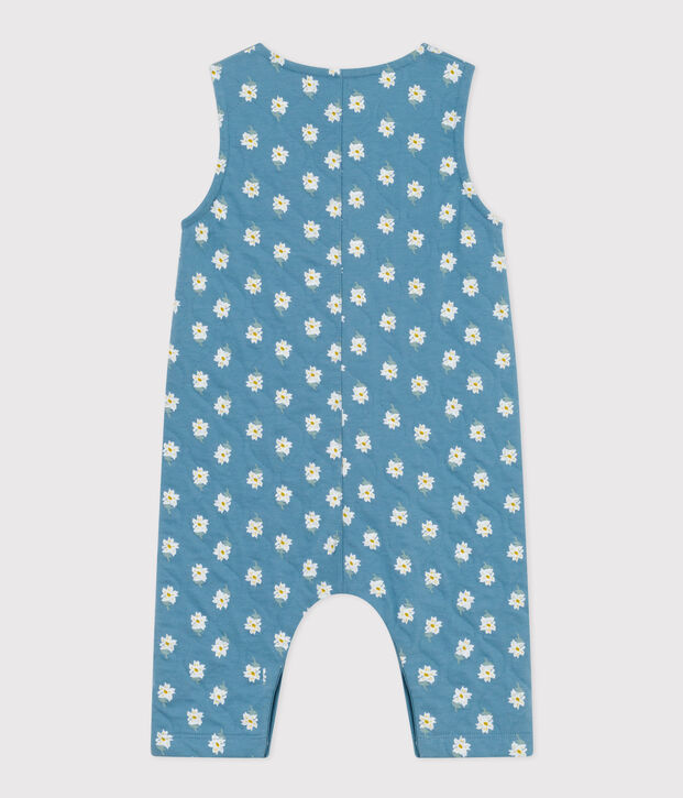 &Auml;rmelloser Overall aus bedrucktem gestepptem Doppeljersey blau/vielfarbig