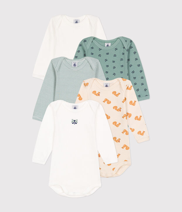 5er-Set lang&auml;rmelige Bodys aus Baumwolle mit Tiermotiv f&uuml;r Babys vielfarbig