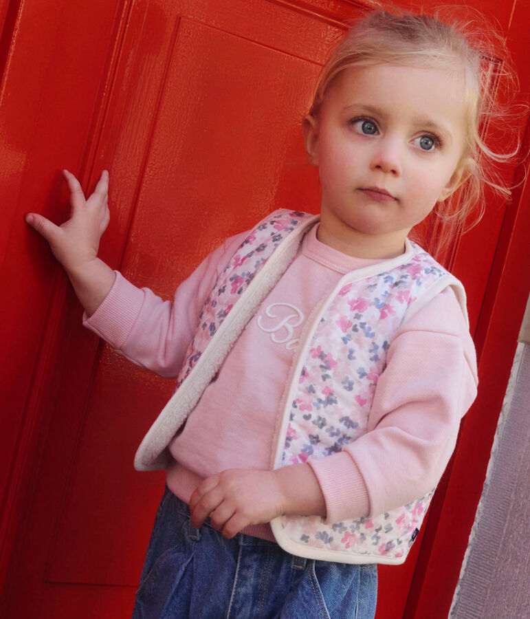 Baby-Weste aus Baumwoll-Popeline und Sherpa mit Muster naturfarben/vielfarbig