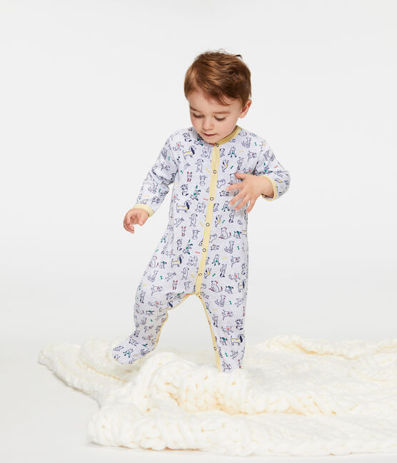 Baby-Strampler aus Rippstrick für Jungen grau POUSSIERE/weiss MULTICO