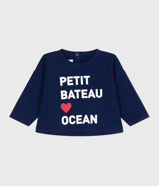 Baby-Sweatshirt aus einfarbiger Baumwolle blau MEDIEVAL
