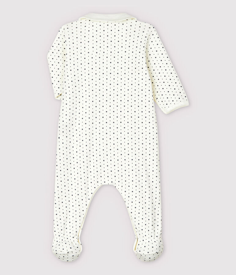 Baby-Strampler aus Bio-Baumwolle mit Kragen und Sternen-Print f&uuml;r M&auml;dchen weiss MARSHMALLOW/grau TEMPETE