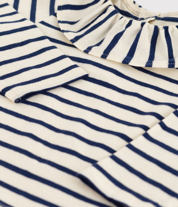 Lang&auml;rmelige Baby bluse aus leichtem Jersey naturfarben/blau