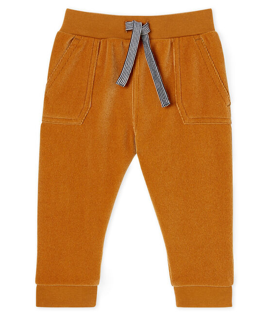 Babyhose aus geripptem Samtstrick für Jungen braun CUIVRE
