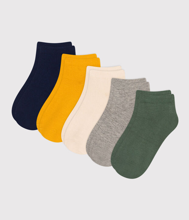 5er-Set unifarbene Kindersocken aus Baumwolle vielfarbig