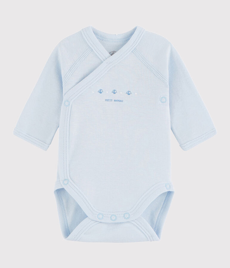 Lang&auml;rmeliger Baby-Body in Wickelform M&auml;dchen/Jungen blau