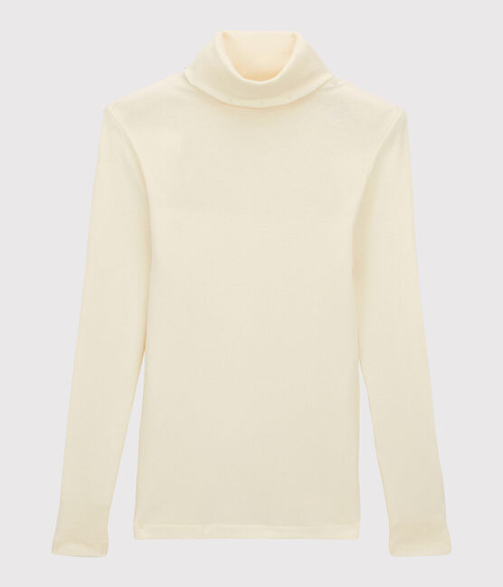 Unterziehpullover aus Wolle und Baumwolle für Damen weiss MARSHMALLOW