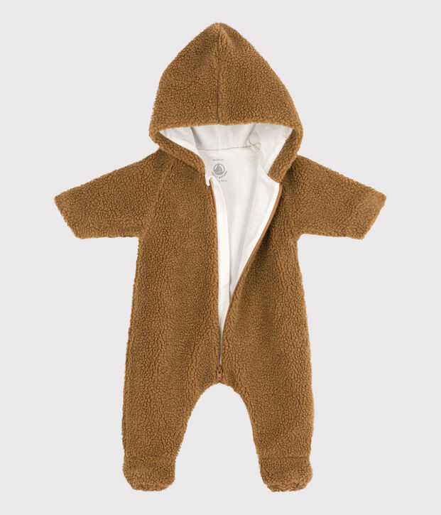 Baby-Schneeanzug mit Kapuze, aus Sherpa braun