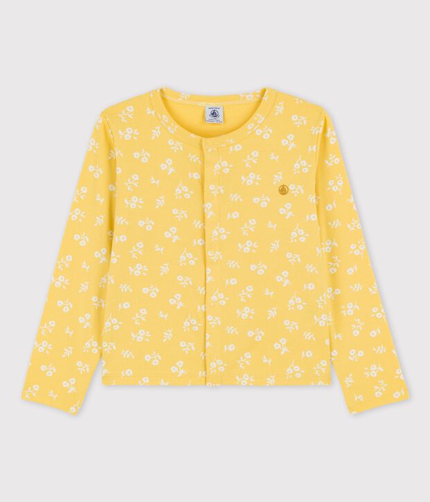 Gemusterter Cardigan aus Baumwolle f&uuml;r M&auml;dchen gelb/weiss